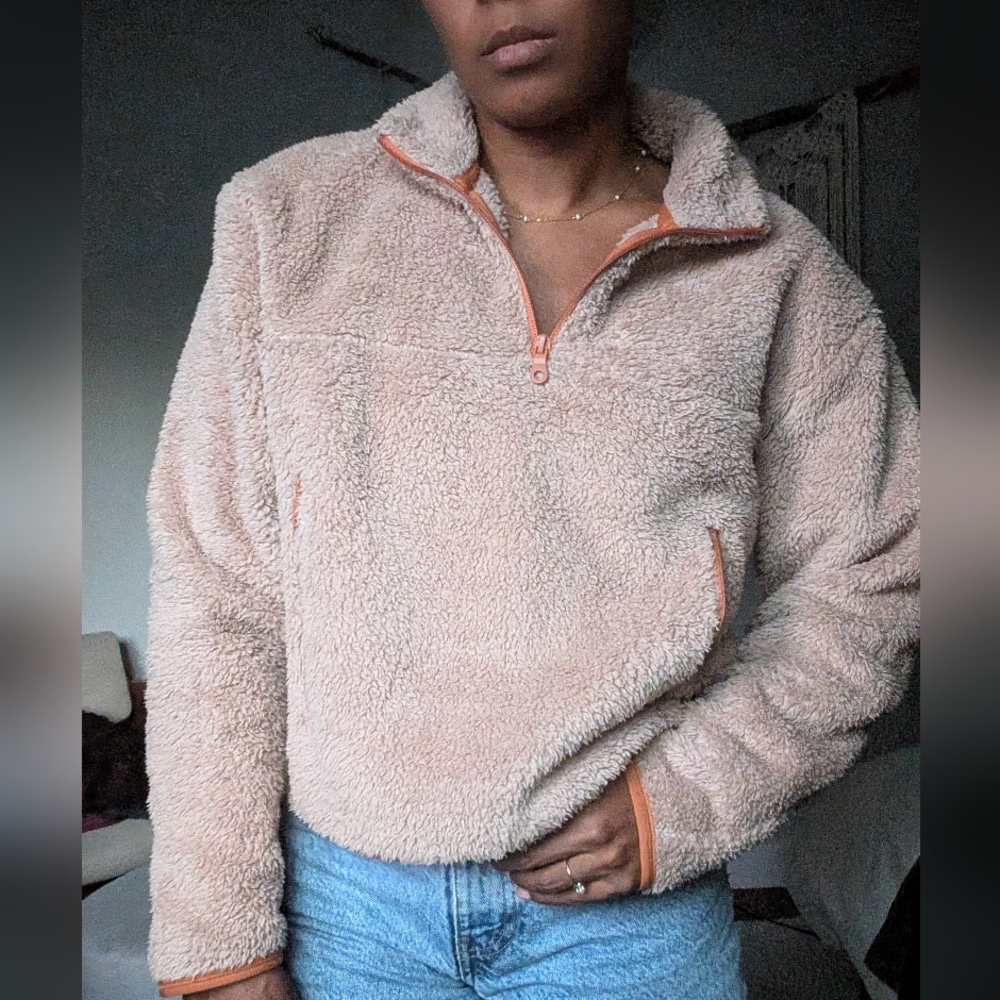 Girlfriend Collective Beige Recycled Fleece Hoodie